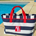 Load image into Gallery viewer, Coastal Stripe Dog Travel Bag — British Made — Axel Dog Beds - dog bed - Axel Dog Beds