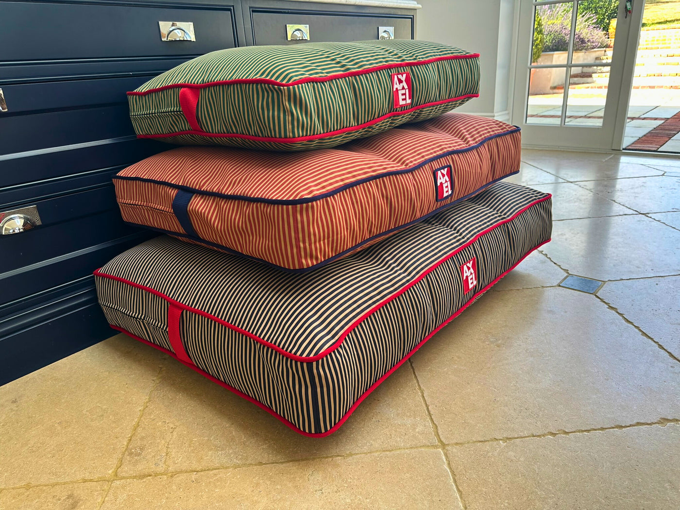 Marine Stripe Dog Bed Cover