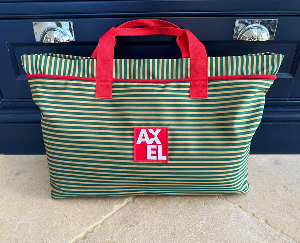 Marine Stripe Dog Travel Bag — British Made — Axel Dog Beds