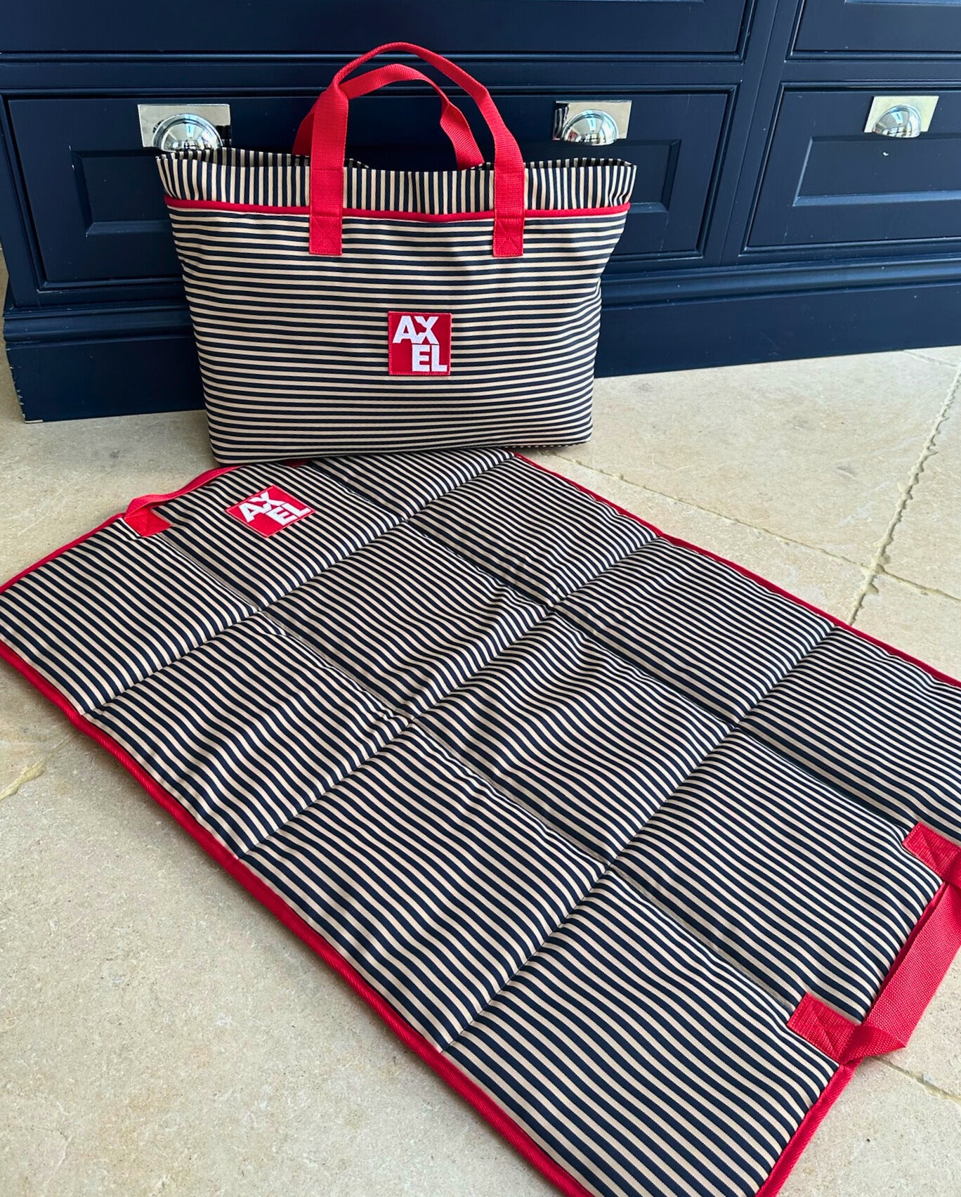 The Marine Stripe Travel Mat - Axel Dog Beds