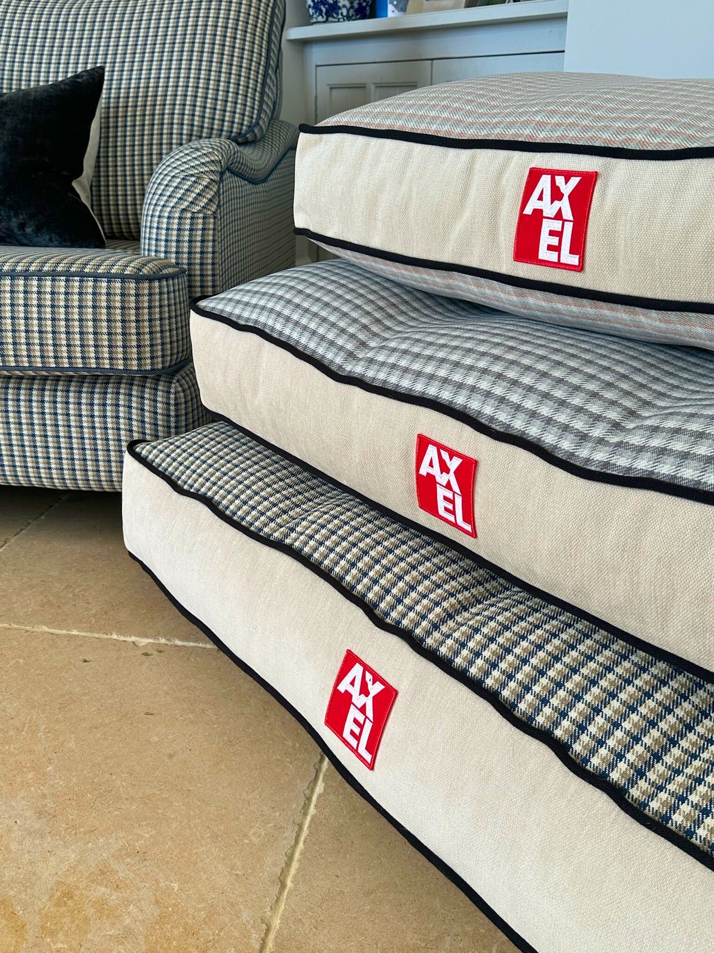 Gingham Dog Bed