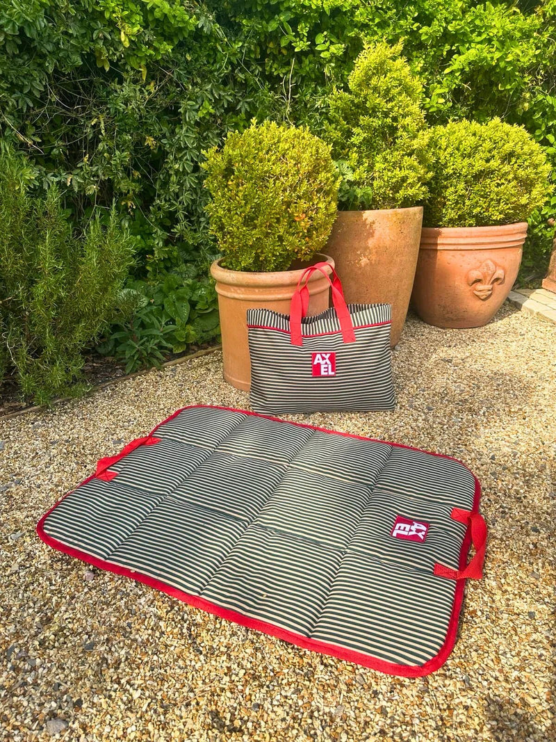 Marine Stripe Dog Travel Mat — British Made — Axel Dog Beds